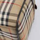 Burberrys Nova Check Boston Bag Canvas Beige Gold Auth 203894V-15