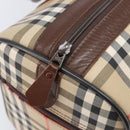 Burberrys Nova Check Boston Bag Canvas Beige Gold Auth 203894V-10