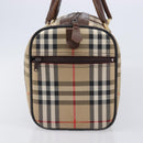 Burberrys Nova Check Boston Bag Canvas Beige Gold Auth 203894V-3