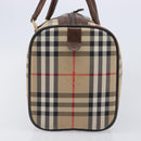 Burberrys Nova Check Boston Bag Canvas Beige Gold Auth 203894V-4