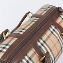 Burberrys Nova Check Boston Bag Canvas Beige Gold Auth 203894V-6