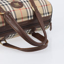 Burberrys Nova Check Boston Bag Canvas Beige Gold Auth 203894V-7
