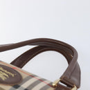 Burberrys Nova Check Boston Bag Canvas Beige Gold Auth 203894V-8