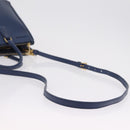 PRADA Galleria Hand Bag Saffiano 2way Blue Gold Auth 203895A-11