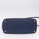 PRADA Galleria Hand Bag Saffiano 2way Blue Gold Auth 203895A-15
