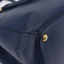 PRADA Galleria Hand Bag Saffiano 2way Blue Gold Auth 203895A-18