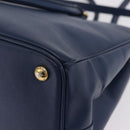 PRADA Galleria Hand Bag Saffiano 2way Blue Gold Auth 203895A-19