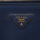 PRADA Galleria Hand Bag Saffiano 2way Blue Gold Auth 203895A-20