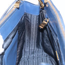 PRADA Galleria Hand Bag Saffiano 2way Blue Gold Auth 203895A-25