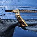 PRADA Galleria Hand Bag Saffiano 2way Blue Gold Auth 203895A-26