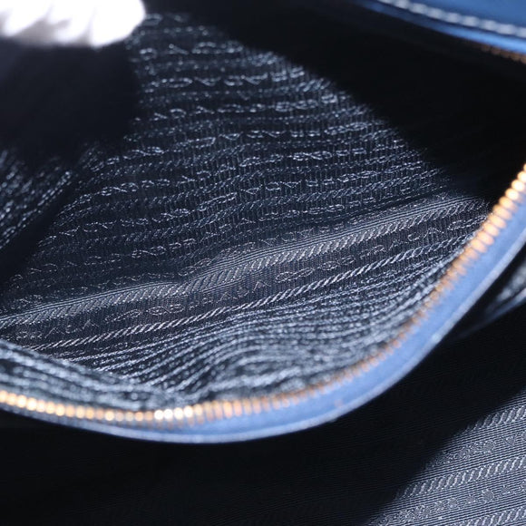 PRADA Galleria Hand Bag Saffiano 2way Blue Gold Auth 203895A