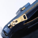 PRADA Galleria Hand Bag Saffiano 2way Blue Gold Auth 203895A-28