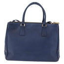 PRADA Galleria Hand Bag Saffiano 2way Blue Gold Auth 203895A-3