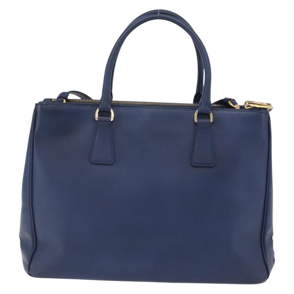 PRADA Galleria Hand Bag Saffiano 2way Blue Gold Auth 203895A
