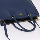PRADA Galleria Hand Bag Saffiano 2way Blue Gold Auth 203895A-8