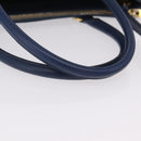 PRADA Galleria Hand Bag Saffiano 2way Blue Gold Auth 203895A-9