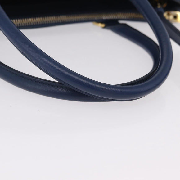PRADA Galleria Hand Bag Saffiano 2way Blue Gold Auth 203895A