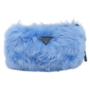 PRADA Clutch Bag Polyester Blue Silver Auth 203896V-13