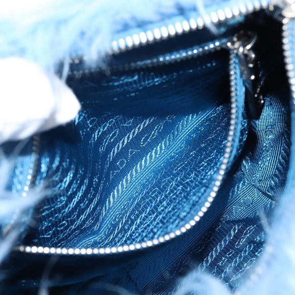 PRADA Clutch Bag Polyester Blue Silver Auth 203896V