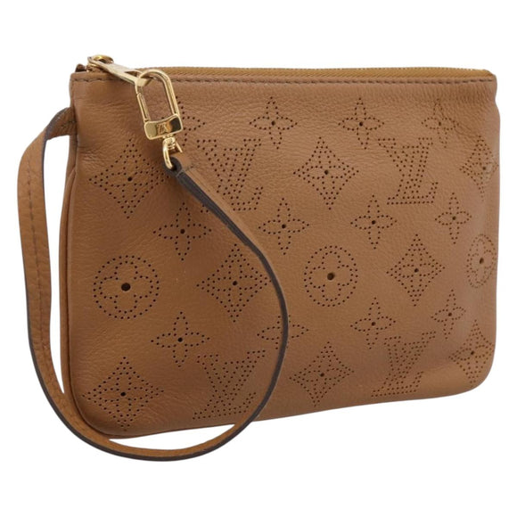LOUIS VUITTON Mahina Selene PM Pouch Leather Caramel LV Auth 203909V