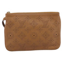 LOUIS VUITTON Mahina Selene PM Pouch Leather Caramel LV Auth 203909V-13