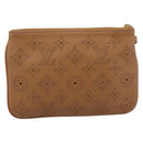 LOUIS VUITTON Mahina Selene PM Pouch Leather Caramel LV Auth 203909V-2