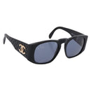 CHANEL Matelasse Sunglasses plastic Black CC Auth 203910-1