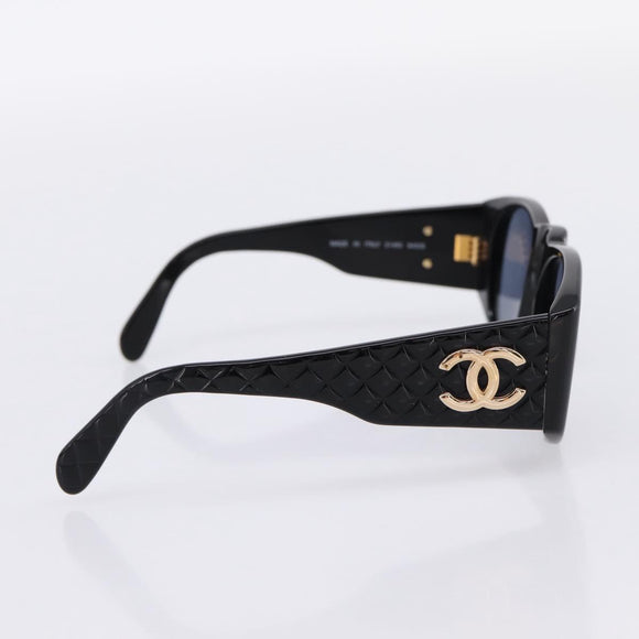 CHANEL Matelasse Sunglasses plastic Black CC Auth 203910