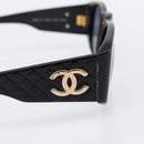 CHANEL Matelasse Sunglasses plastic Black CC Auth 203910-5