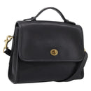 Coach Hand Bag Leather 2way Black Gold Auth 203933-1