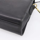 Coach Hand Bag Leather 2way Black Gold Auth 203933-14