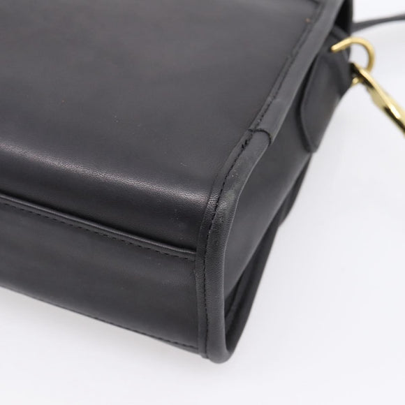 Coach Hand Bag Leather 2way Black Gold Auth 203933
