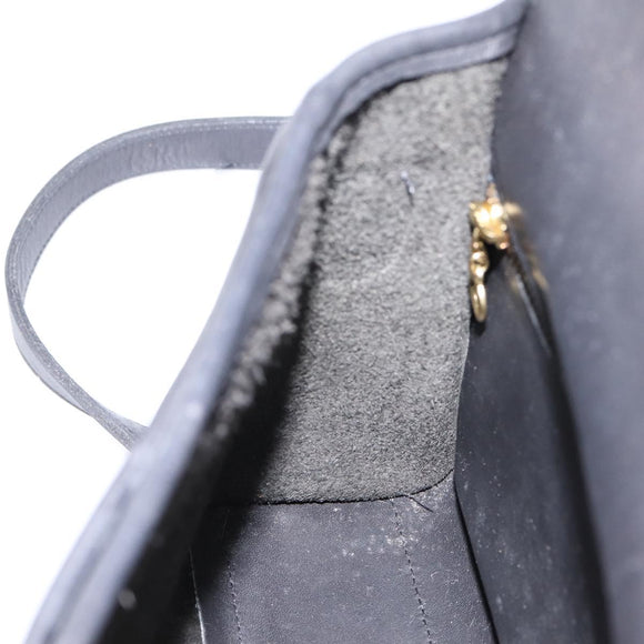 Coach Hand Bag Leather 2way Black Gold Auth 203933