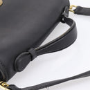 Coach Hand Bag Leather 2way Black Gold Auth 203933-7