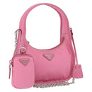PRADA Hand Bag Nylon Pink Silver Auth 204035V-1