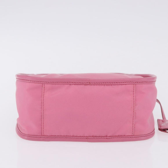 PRADA Hand Bag Nylon Pink Silver Auth 204035V