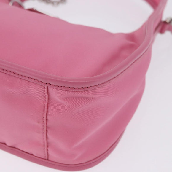 PRADA Hand Bag Nylon Pink Silver Auth 204035V