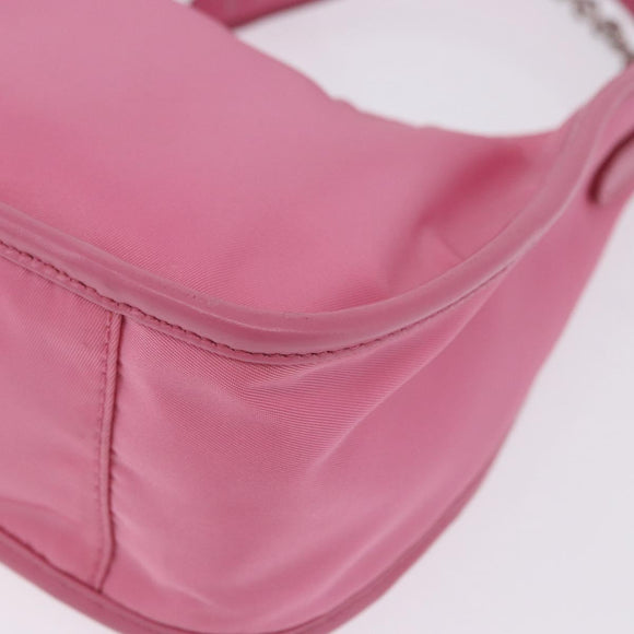 PRADA Hand Bag Nylon Pink Silver Auth 204035V