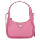 PRADA Hand Bag Nylon Pink Silver Auth 204035V-13