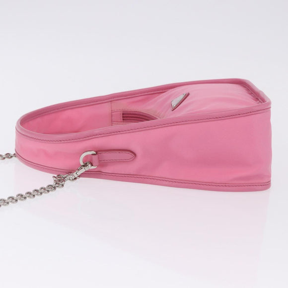 PRADA Hand Bag Nylon Pink Silver Auth 204035V