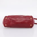 PRADA Hand Bag Vitter Shine 2way Red Gold Auth 204038-11