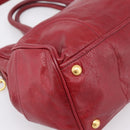 PRADA Hand Bag Vitter Shine 2way Red Gold Auth 204038-13