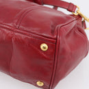 PRADA Hand Bag Vitter Shine 2way Red Gold Auth 204038-14