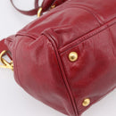 PRADA Hand Bag Vitter Shine 2way Red Gold Auth 204038-15