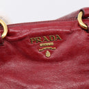 PRADA Hand Bag Vitter Shine 2way Red Gold Auth 204038-17