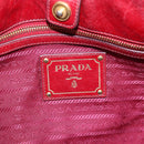 PRADA Hand Bag Vitter Shine 2way Red Gold Auth 204038-18