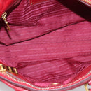 PRADA Hand Bag Vitter Shine 2way Red Gold Auth 204038-19