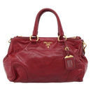 PRADA Hand Bag Vitter Shine 2way Red Gold Auth 204038-2