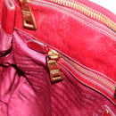 PRADA Hand Bag Vitter Shine 2way Red Gold Auth 204038-22