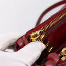 PRADA Hand Bag Vitter Shine 2way Red Gold Auth 204038-25